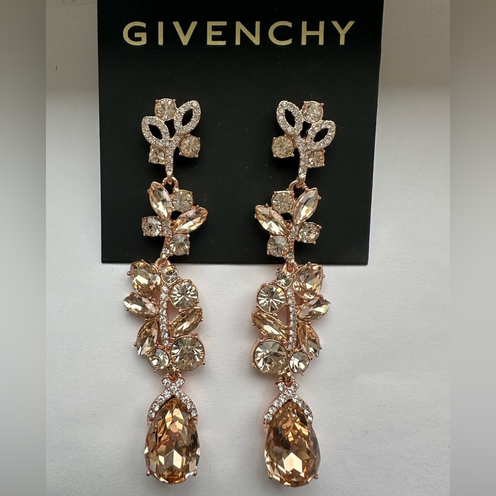 Givenchy Gold Crystal Drop Earrings